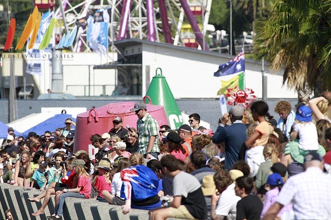 Crowds gather Shoreside for the Waterski show - Festival of Sail 2013 © Teri Dodds/ Festival of Sails http://www.festivalofsails.com.au/